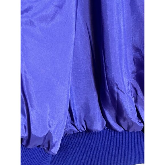 Retro Leather Bomber Jacket Purple L Quilted Colorful Preppy Neutral 80s Western - Picture 9 of 16